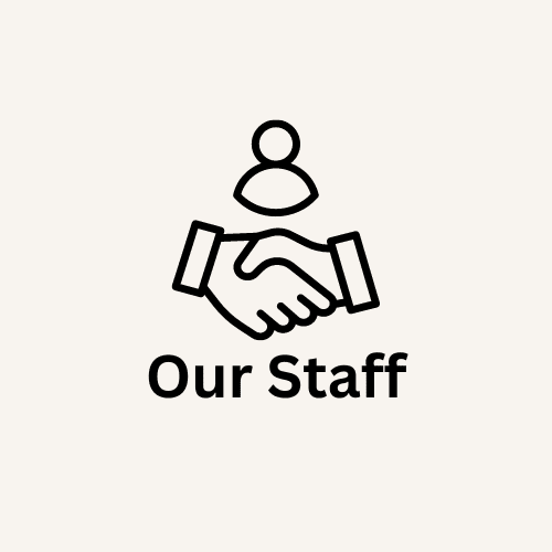 Handshake icon with text "Our Staff"