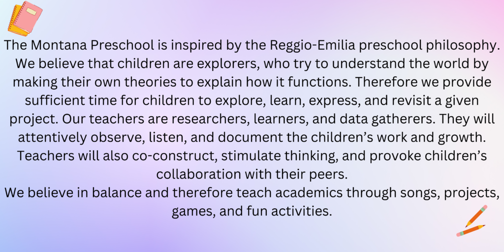 Text about Reggio-Emilia preschool philosophy.