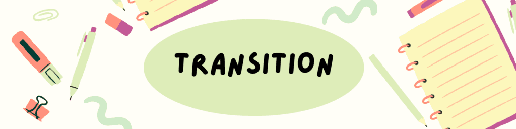 Transition graphic with stationery.