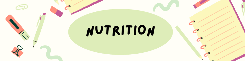 Nutrition word on green background.