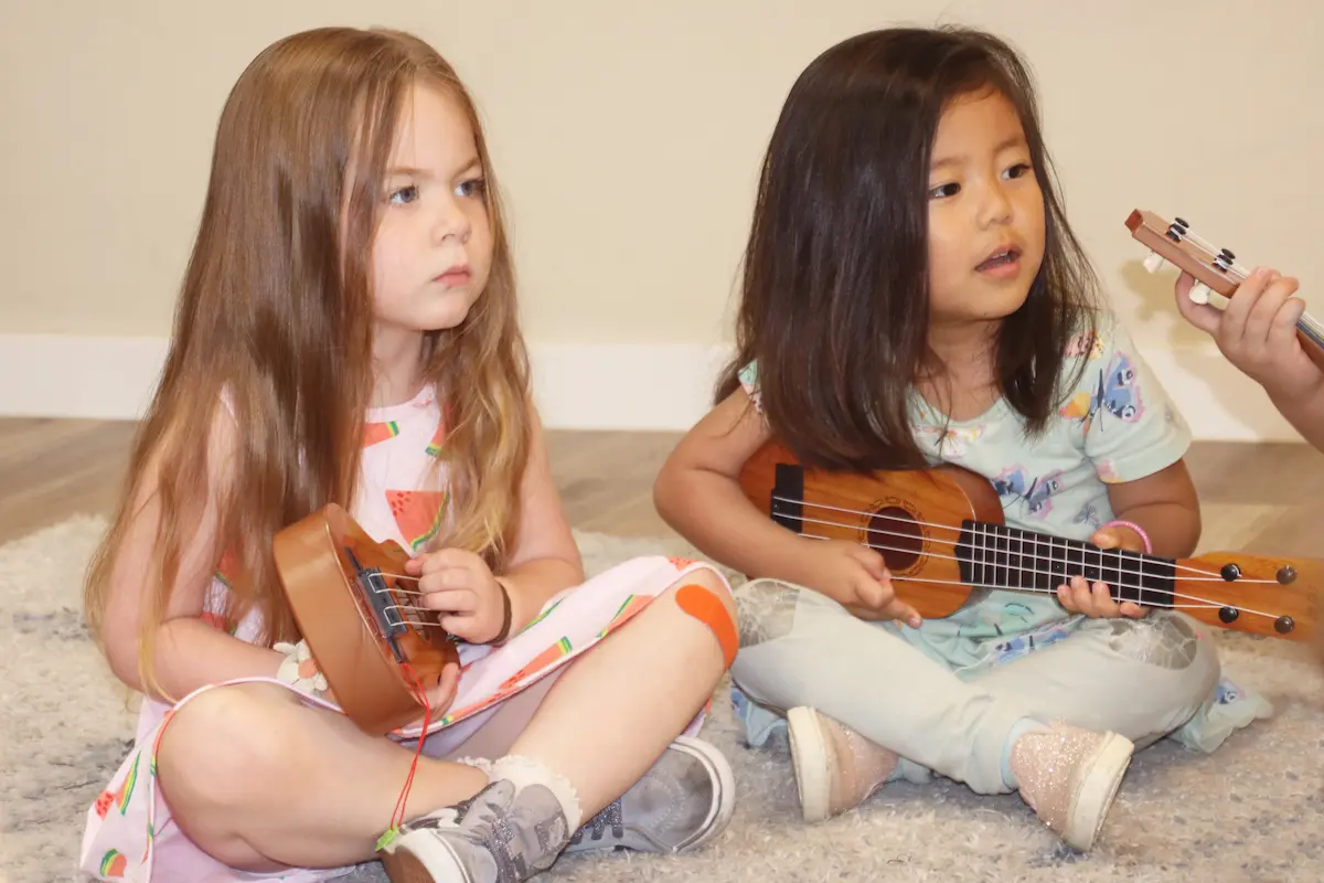 kids playing guitar at Montana preschool