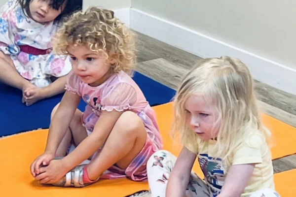 kids doing yoga at montana preschool